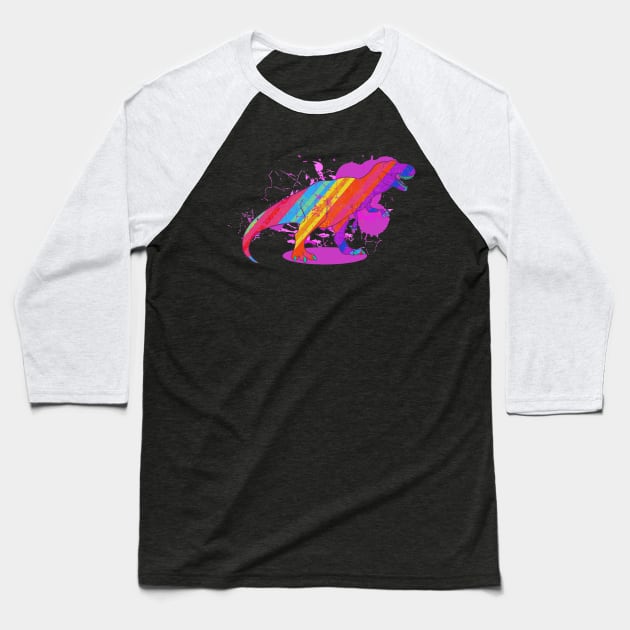 Rainbowsaurus-Rex Baseball T-Shirt by Fizzybubblech